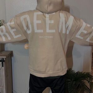 GLO Redeemed Essential tan hoodie size large NWOT